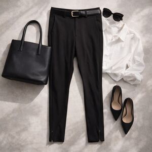 Athleta Stellar Trouser Black Stretch Career Work Pant Ankle Zip Minimal Chic 14